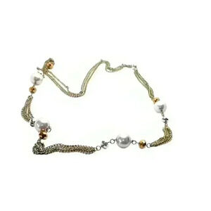 Faux pearl and glass necklace  44 inches